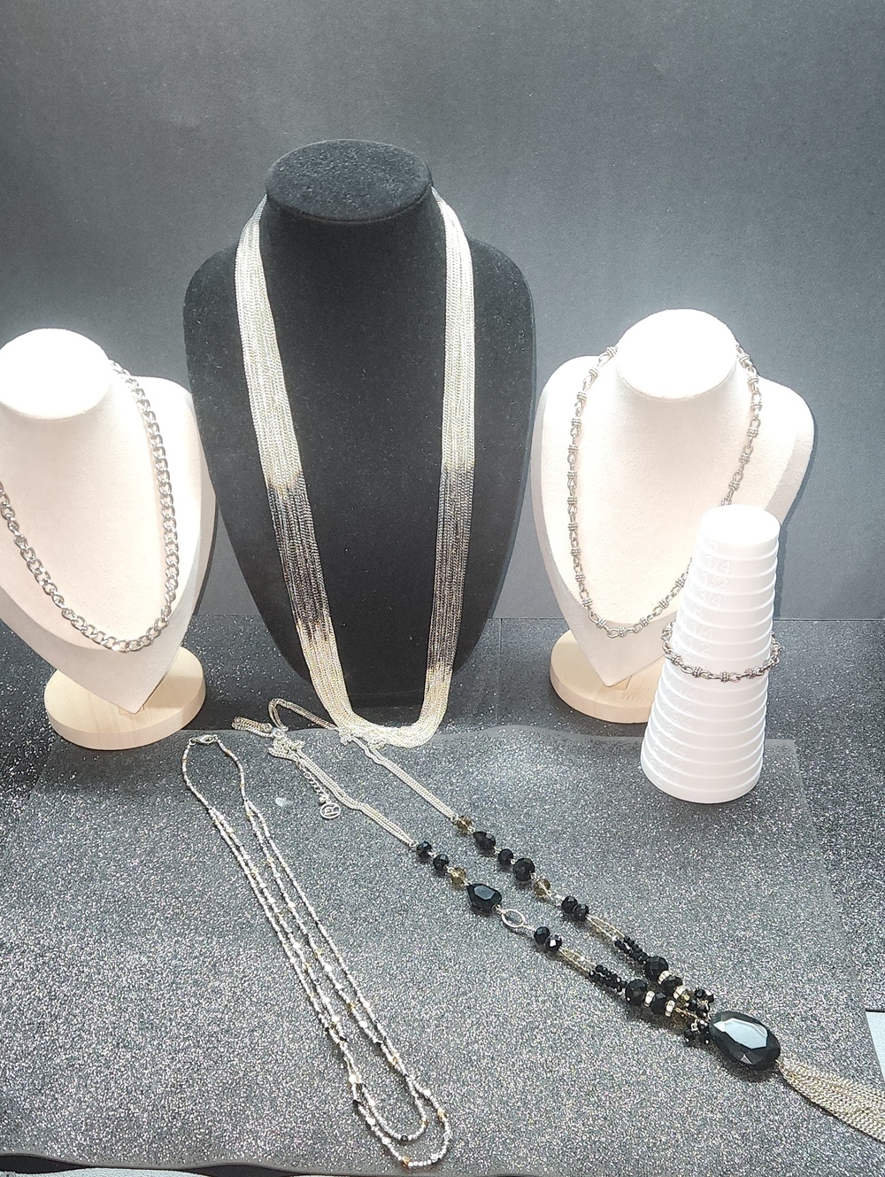 Black and Silver-tone Necklace Bundle